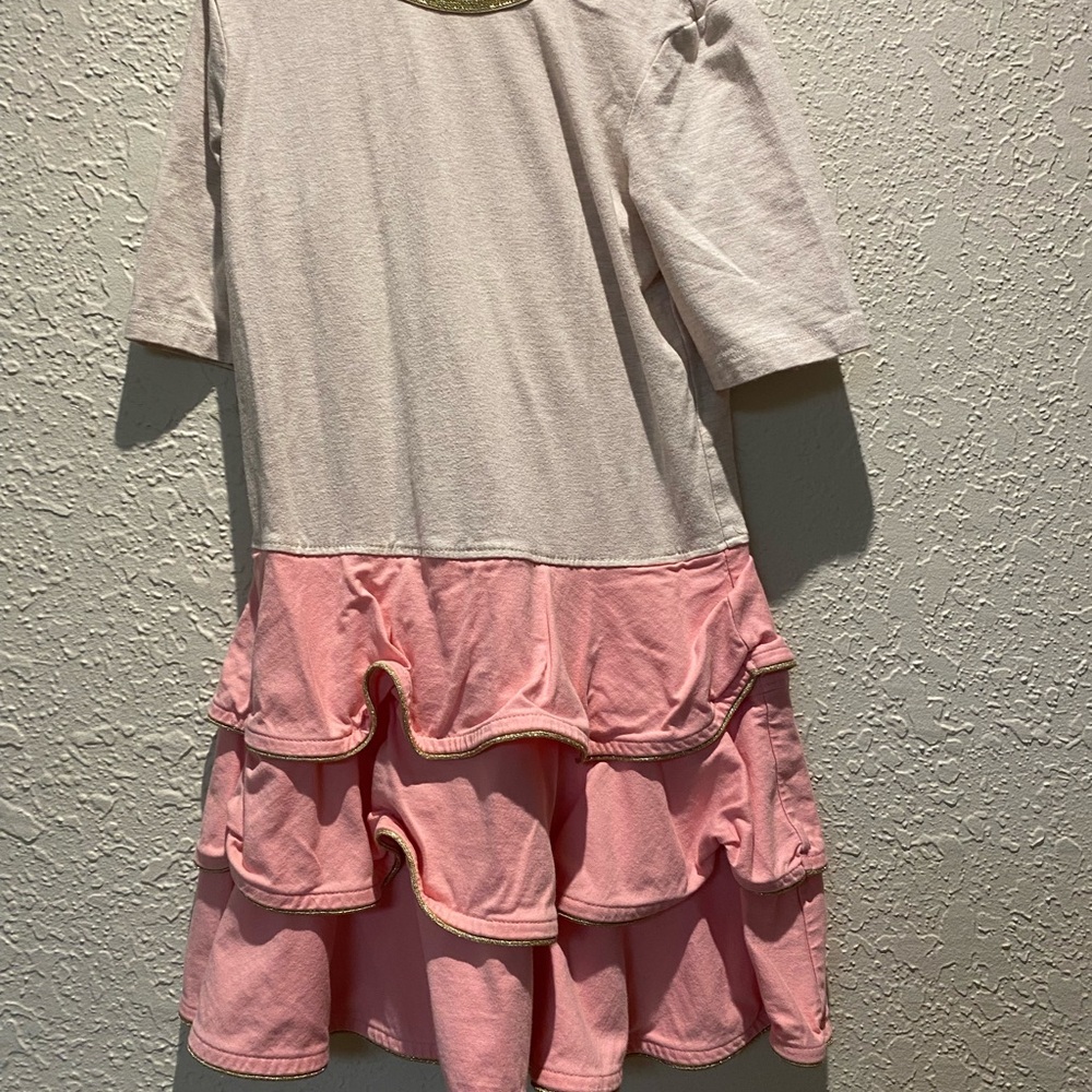 Hanna Andersson Pink and Cream Ruffle Dress
